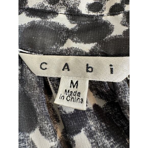 CAbi tunic top sheer Blurred Dot black white long sleeve button up blouse Sz M - Picture 8 of 10
